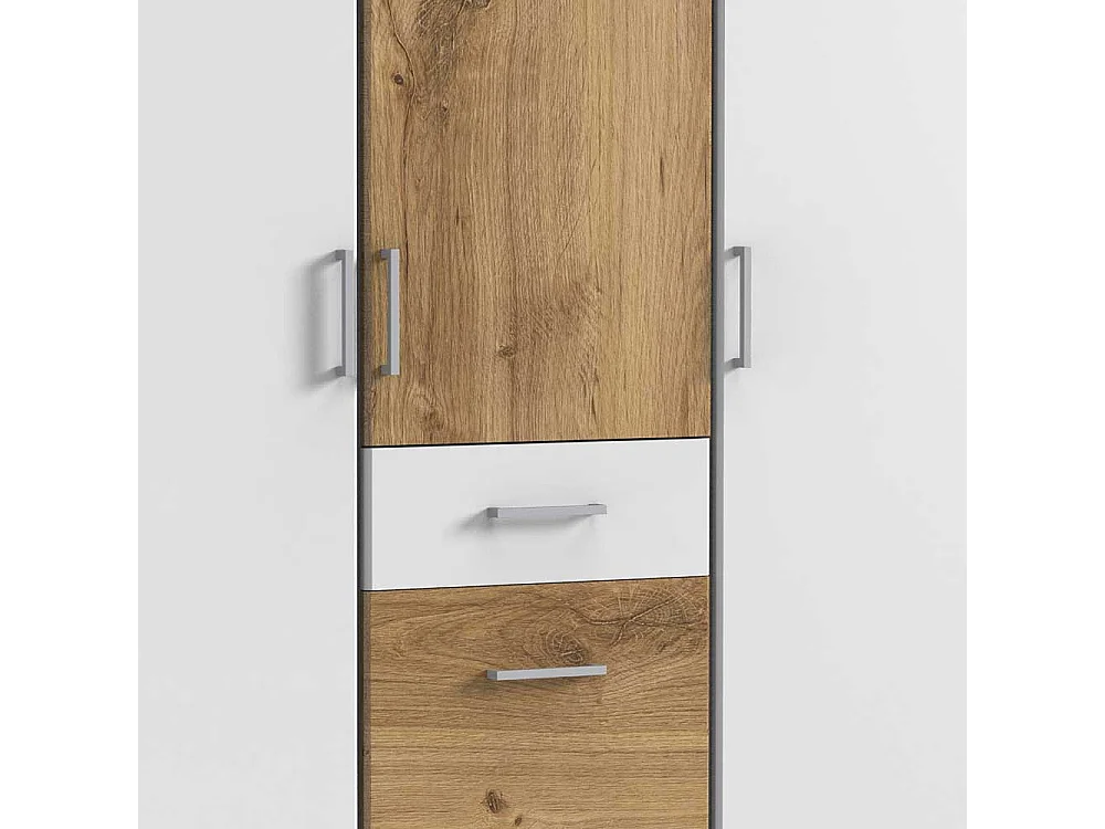 Drehtürenschrank zweifarbig mit drei Schubladen Made in Germany