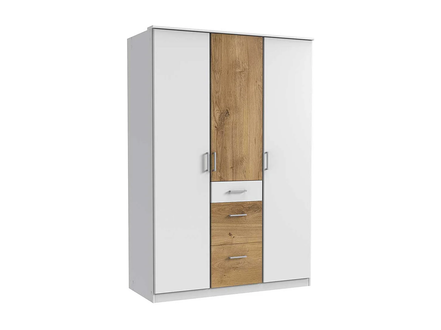 Drehtürenschrank zweifarbig mit drei Schubladen Made in Germany