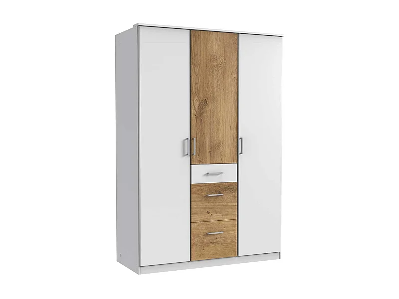 Drehtürenschrank zweifarbig mit drei Schubladen Made in Germany