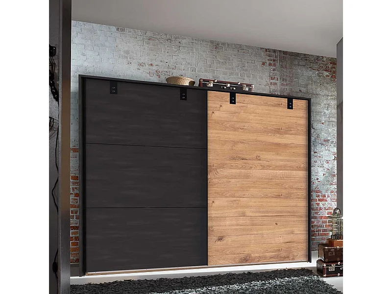 Schwebetürenkleiderschrank im Industry und Loft Stil 2 türig