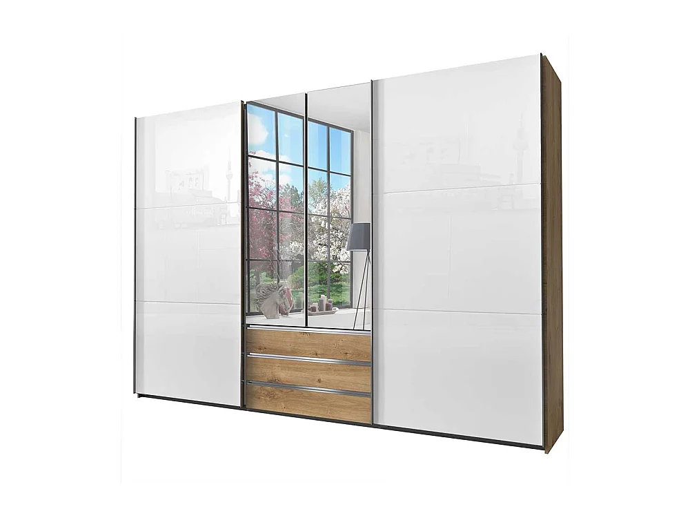 Kleiderschrank mit Spiegeltüren und Schwebetüren Selbsteinzug