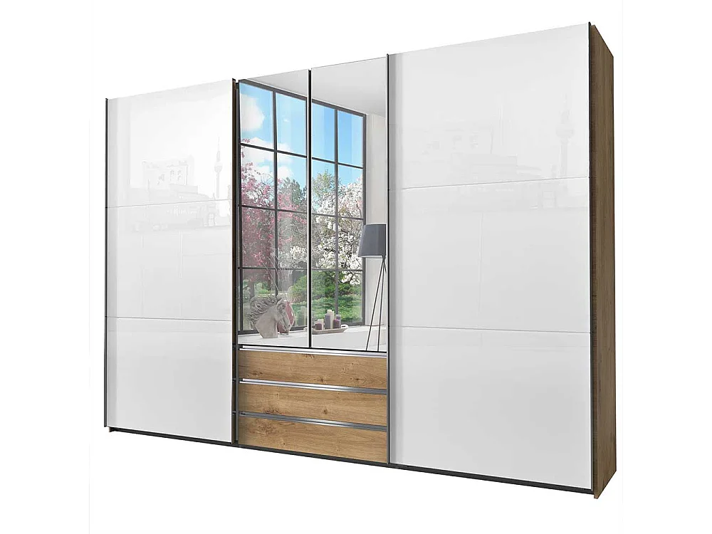 Kleiderschrank mit Spiegeltüren und Schwebetüren Selbsteinzug