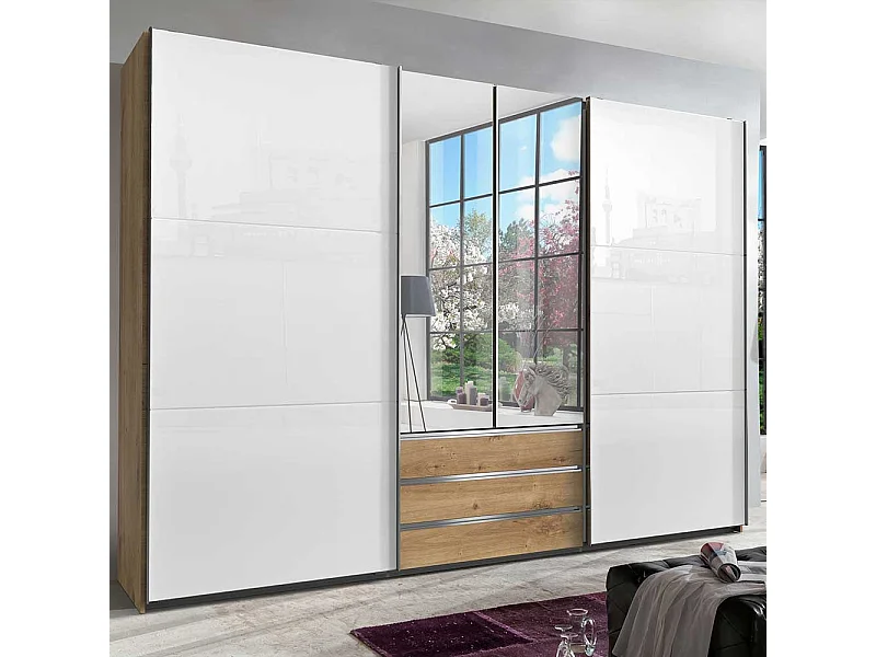 Kleiderschrank mit Spiegeltüren und Schwebetüren Selbsteinzug