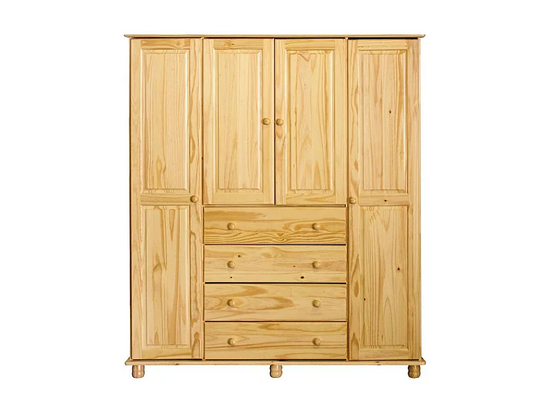 Kleiderschrank Schlafzimmerschrank aus Kiefer Massivholz im Landhausstil