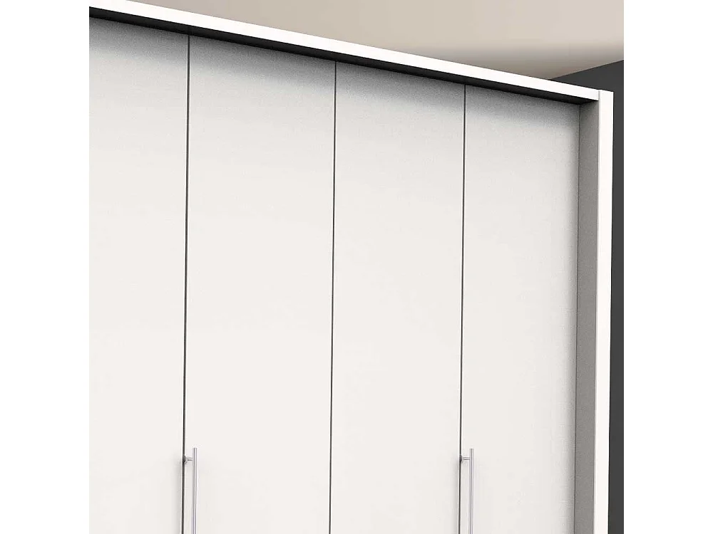 Schlafzimmerschrank in Weiß Falttüren und Schubladen