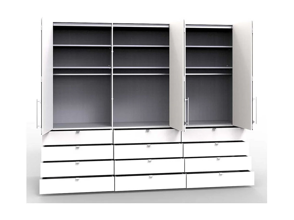 Schlafzimmerschrank in Weiß Falttüren und Schubladen