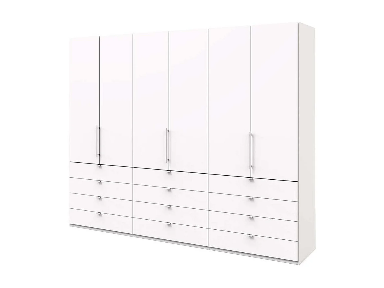 Schlafzimmerschrank in Weiß Falttüren und Schubladen