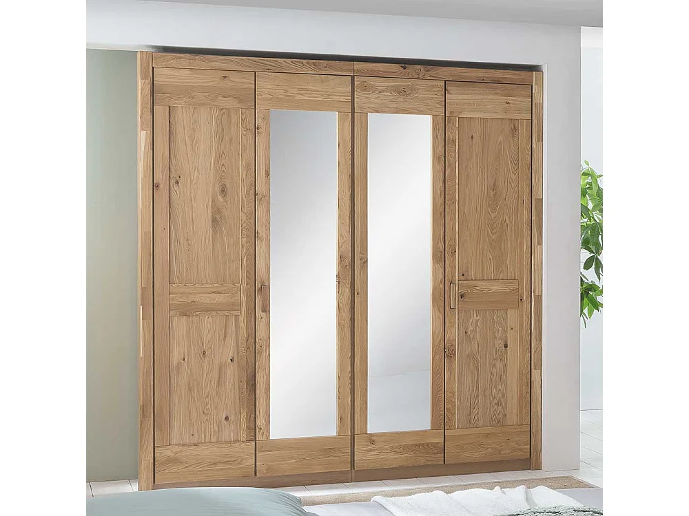 Asteiche teilmassiv Schlafzimmerschrank 221 cm hoch Landhausstil