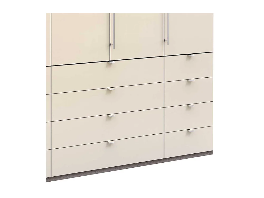 Kombi Schlafzimmerschrank 3 türig mit vielen Schubladen glasbeschichtet