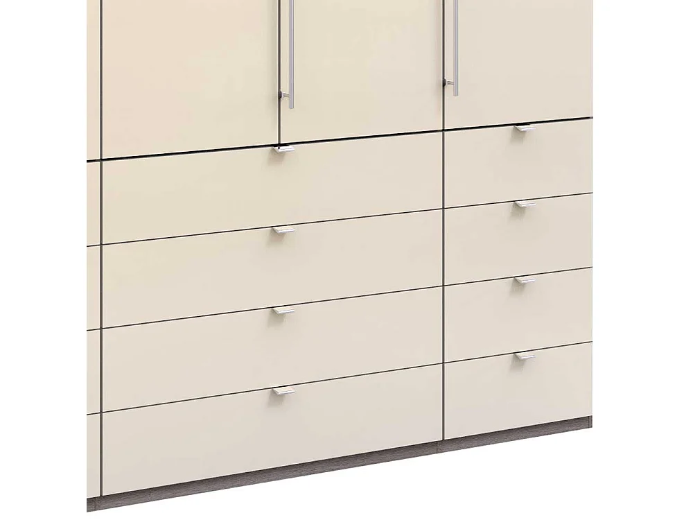 Kombi Schlafzimmerschrank 3 türig mit vielen Schubladen glasbeschichtet