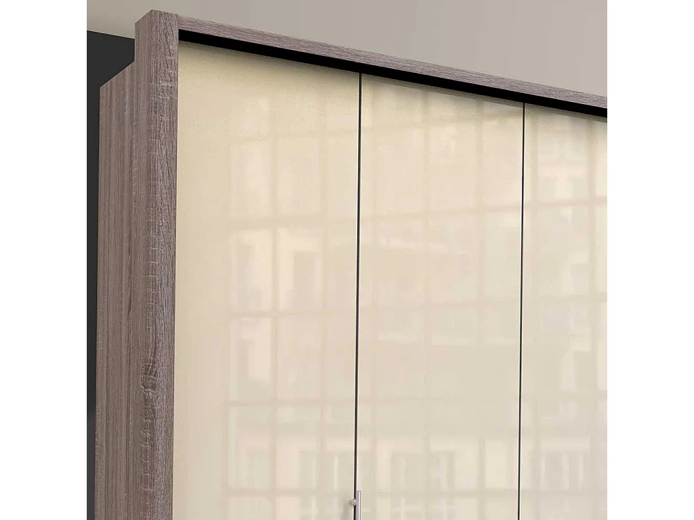 Kombi Schlafzimmerschrank 3 türig mit vielen Schubladen glasbeschichtet