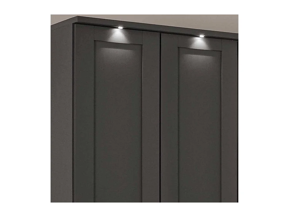 Dunkelgrauer Kleiderschrank im Landhausstil wahlweise mit LED Beleuchtung