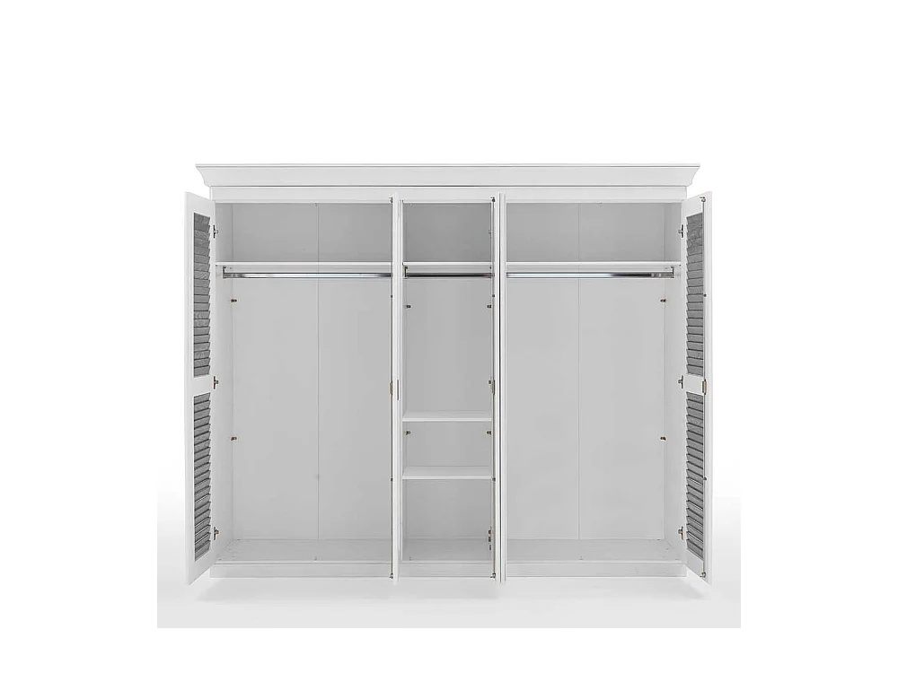 Landhaus Drehtürenschrank in Kiefer Grau und Weiß 253x210x64 cm