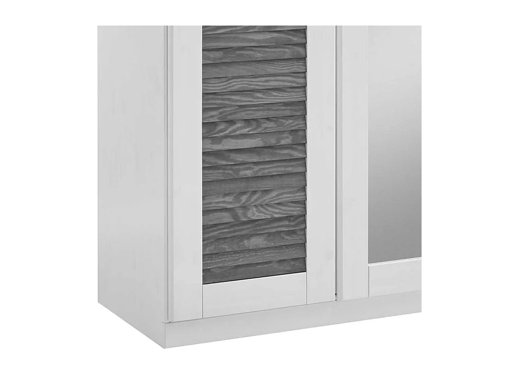 Landhaus Drehtürenschrank in Kiefer Grau und Weiß 253x210x64 cm