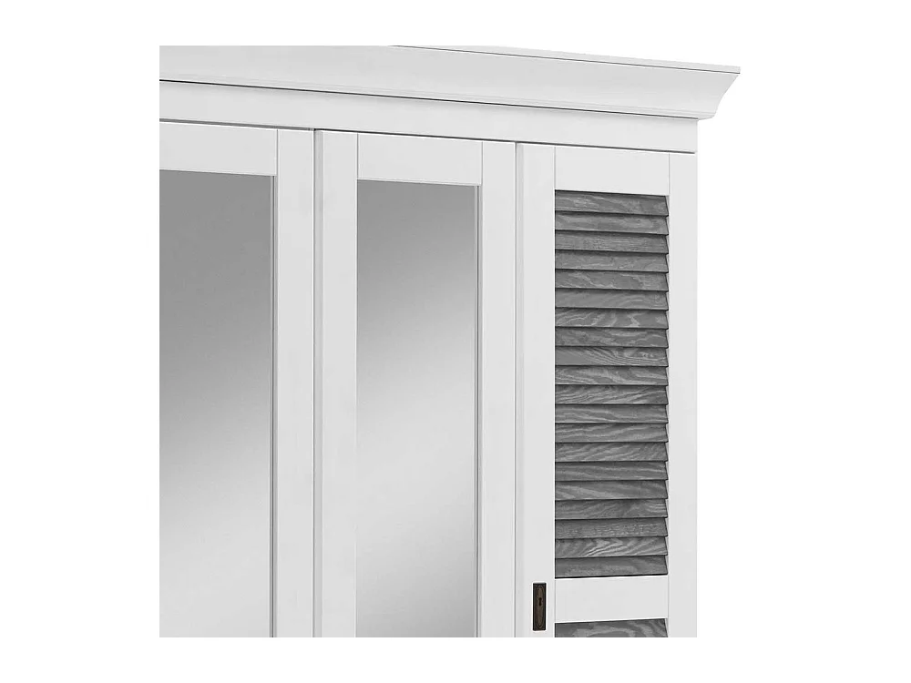 Landhaus Drehtürenschrank in Kiefer Grau und Weiß 253x210x64 cm