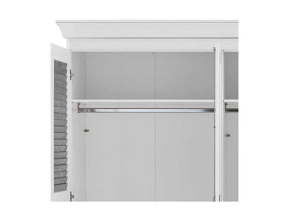 Landhaus Drehtürenschrank in Kiefer Grau und Weiß 253x210x64 cm