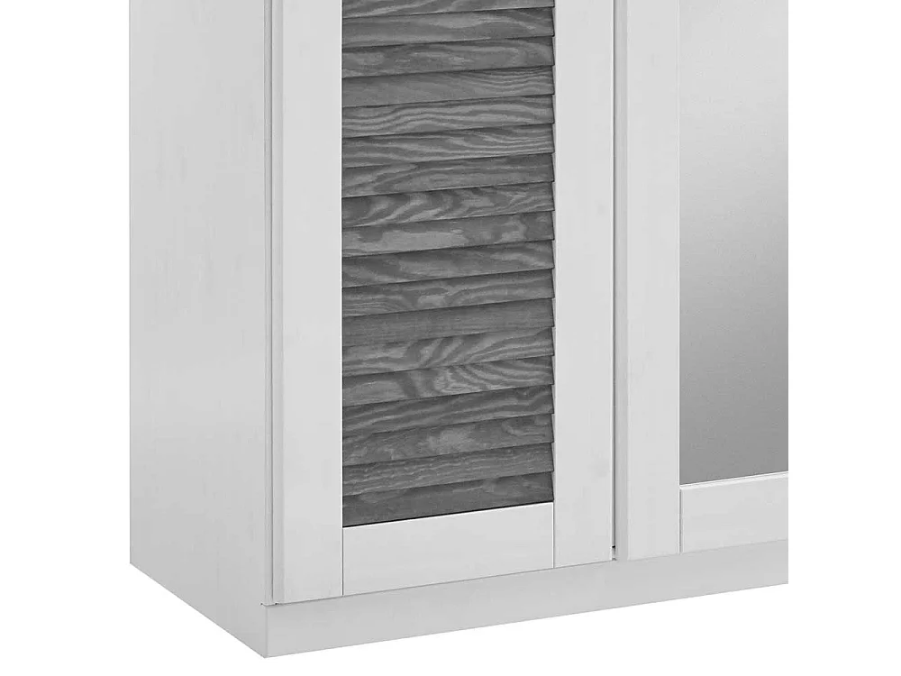 Landhaus Drehtürenschrank in Kiefer Grau und Weiß 253x210x64 cm