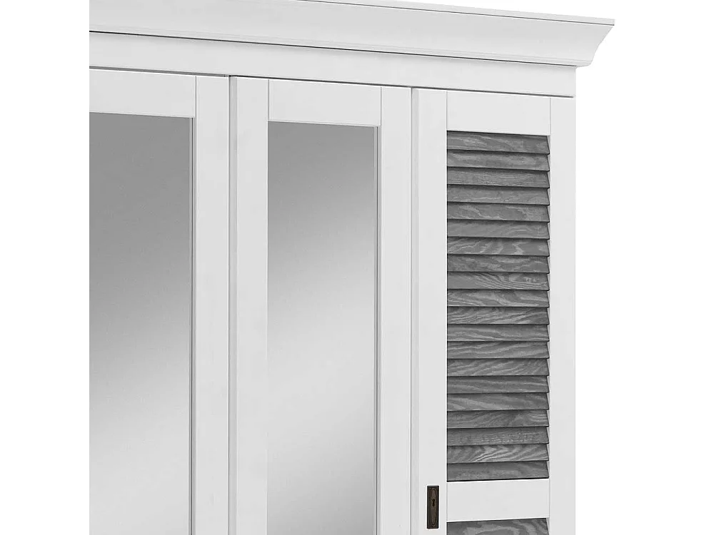Landhaus Drehtürenschrank in Kiefer Grau und Weiß 253x210x64 cm