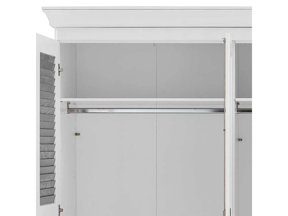 Landhaus Drehtürenschrank in Kiefer Grau und Weiß 253x210x64 cm