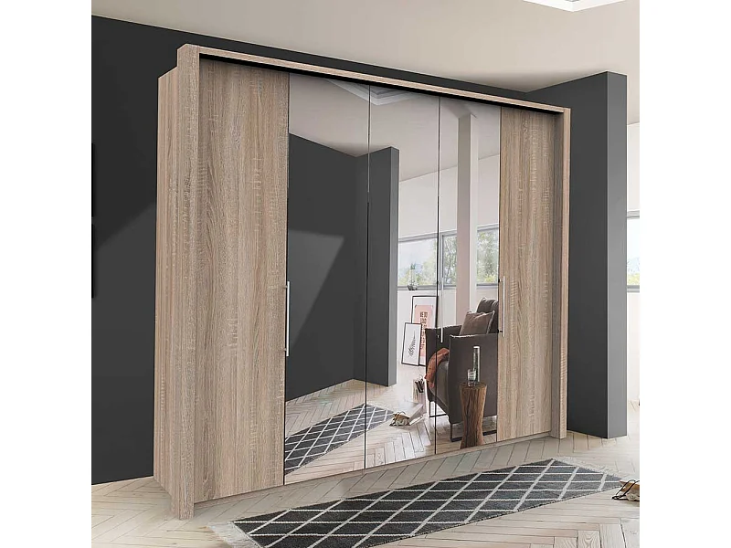 Spiegel Schlafzimmerschrank in Eiche Sägerau Falttüren