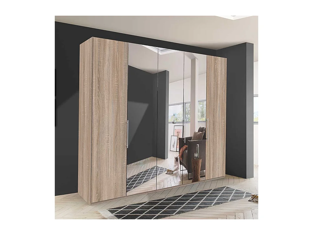 Spiegel Schlafzimmerschrank in Eiche Sägerau Falttüren