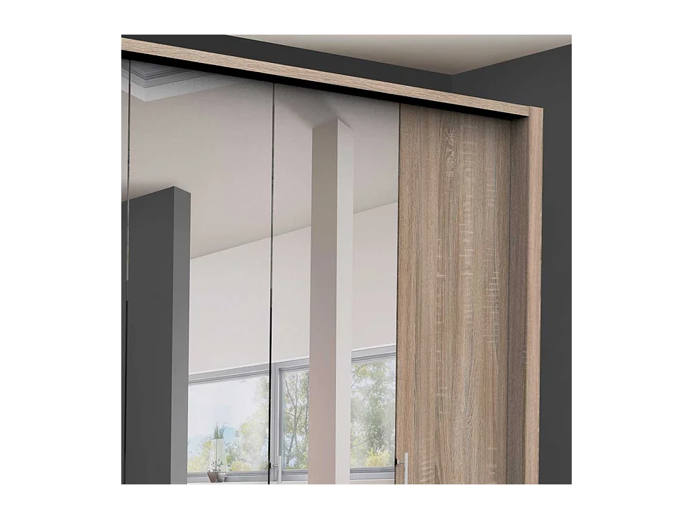 Spiegel Schlafzimmerschrank in Eiche Sägerau Falttüren