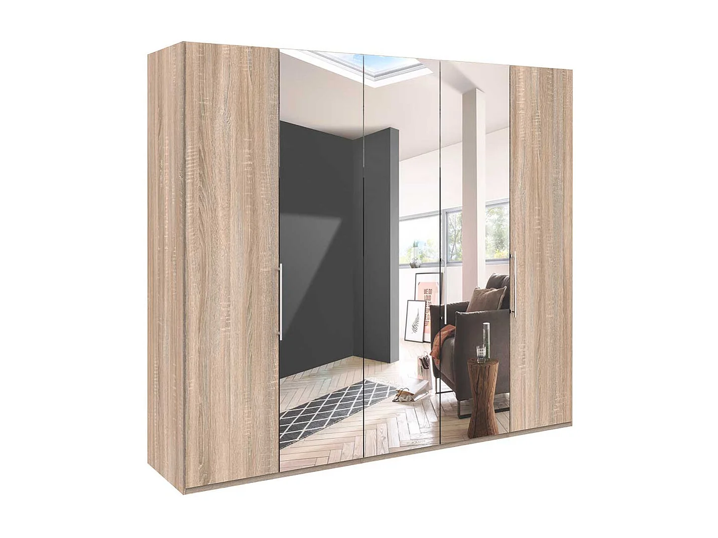 Spiegel Schlafzimmerschrank in Eiche Sägerau Falttüren