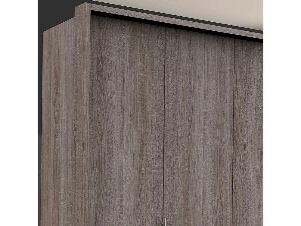 Moderner Kleiderschrank in Eiche Trüffelfarben 2 türig drei Schubladen