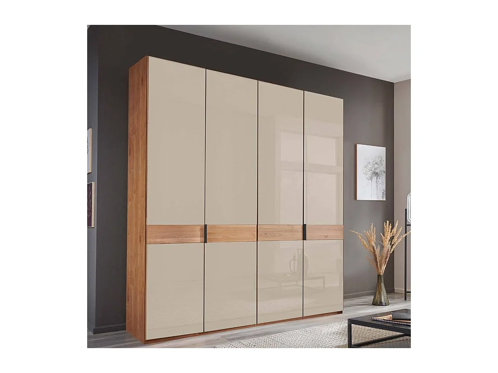 Drehtürenschrank Schlafzimmerkleiderschrank in Champagner und Erlefarben