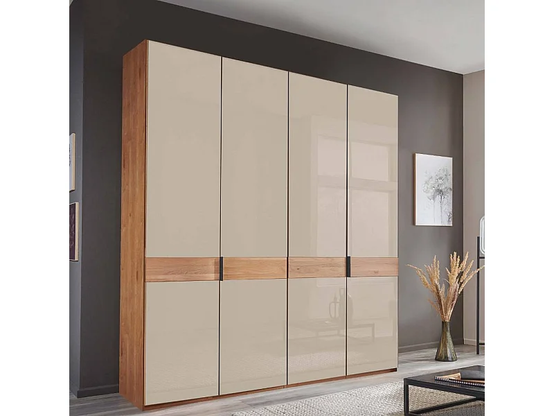 Drehtürenschrank Schlafzimmerkleiderschrank in Champagner und Erlefarben