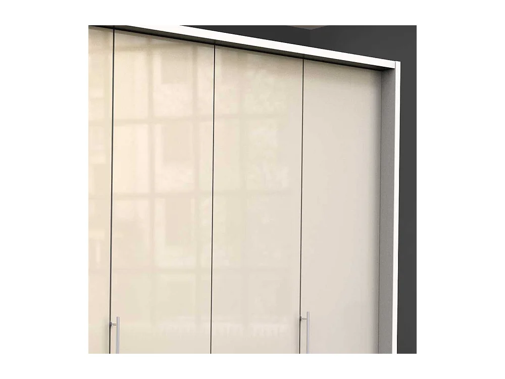 XL Kleiderschrank in Cremefarben glasbeschichtet