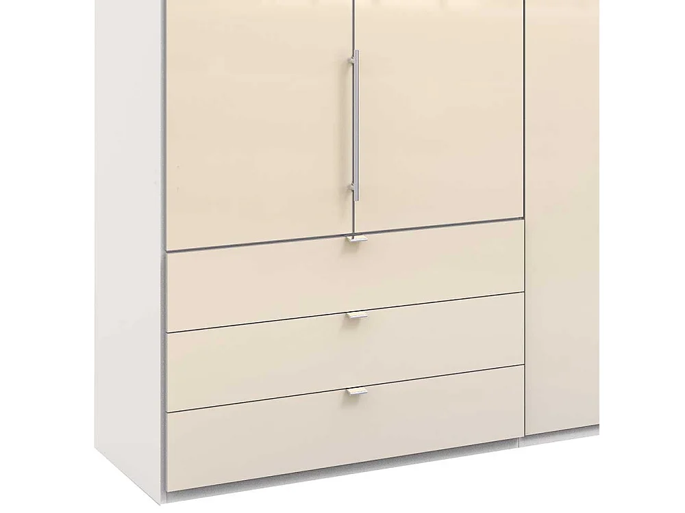 XL Kleiderschrank in Cremefarben glasbeschichtet