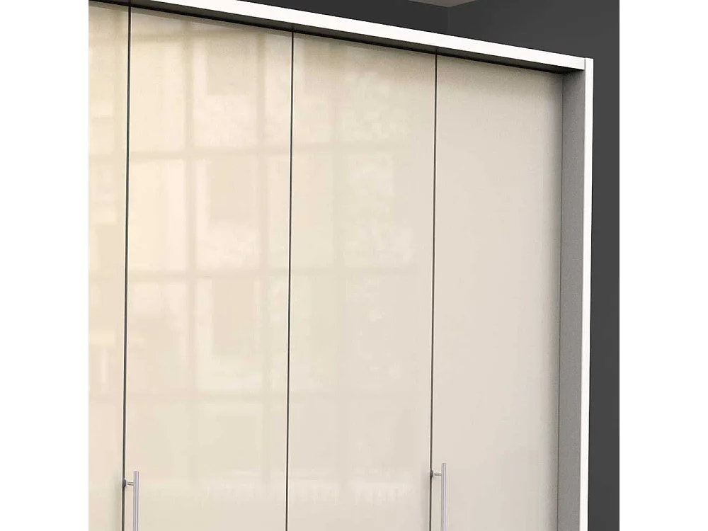 XL Kleiderschrank in Cremefarben glasbeschichtet