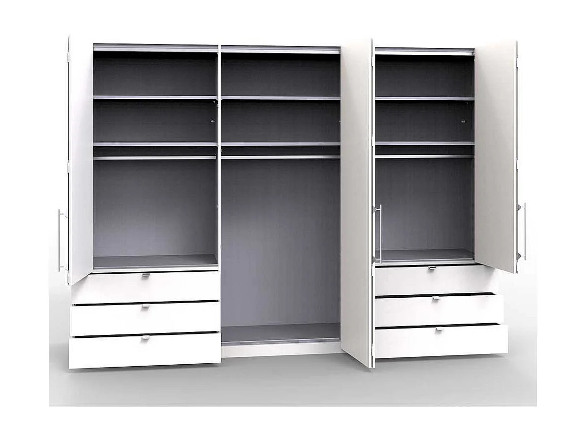 XL Kleiderschrank in Cremefarben glasbeschichtet