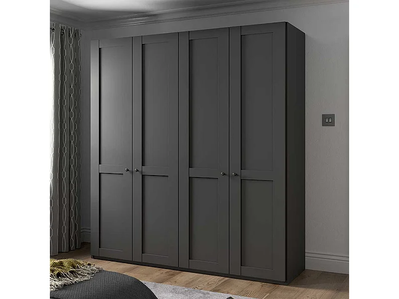 Kleiderschrank 200 cm breit in Dunkelgrau Made in Germany