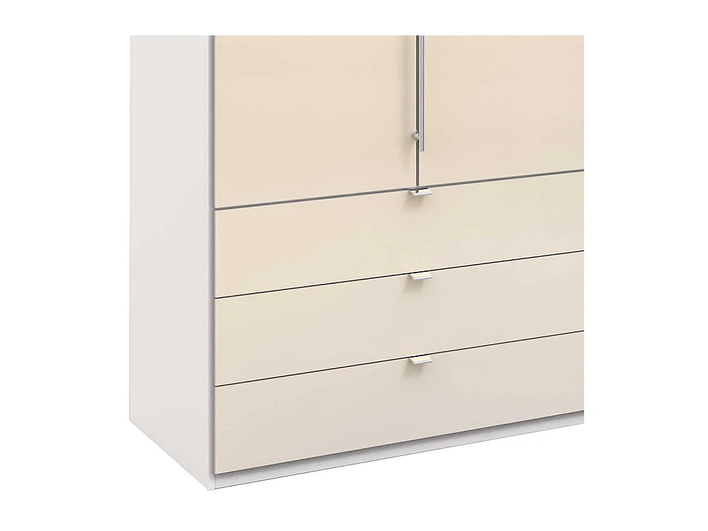 Cremefarbener Kleiderschrank mit sechs Schubladen 3 türig
