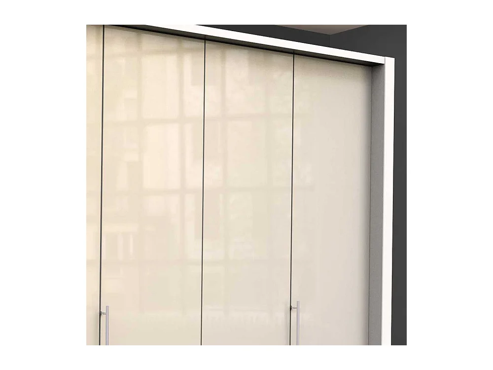 Cremefarbener Kleiderschrank mit sechs Schubladen 3 türig