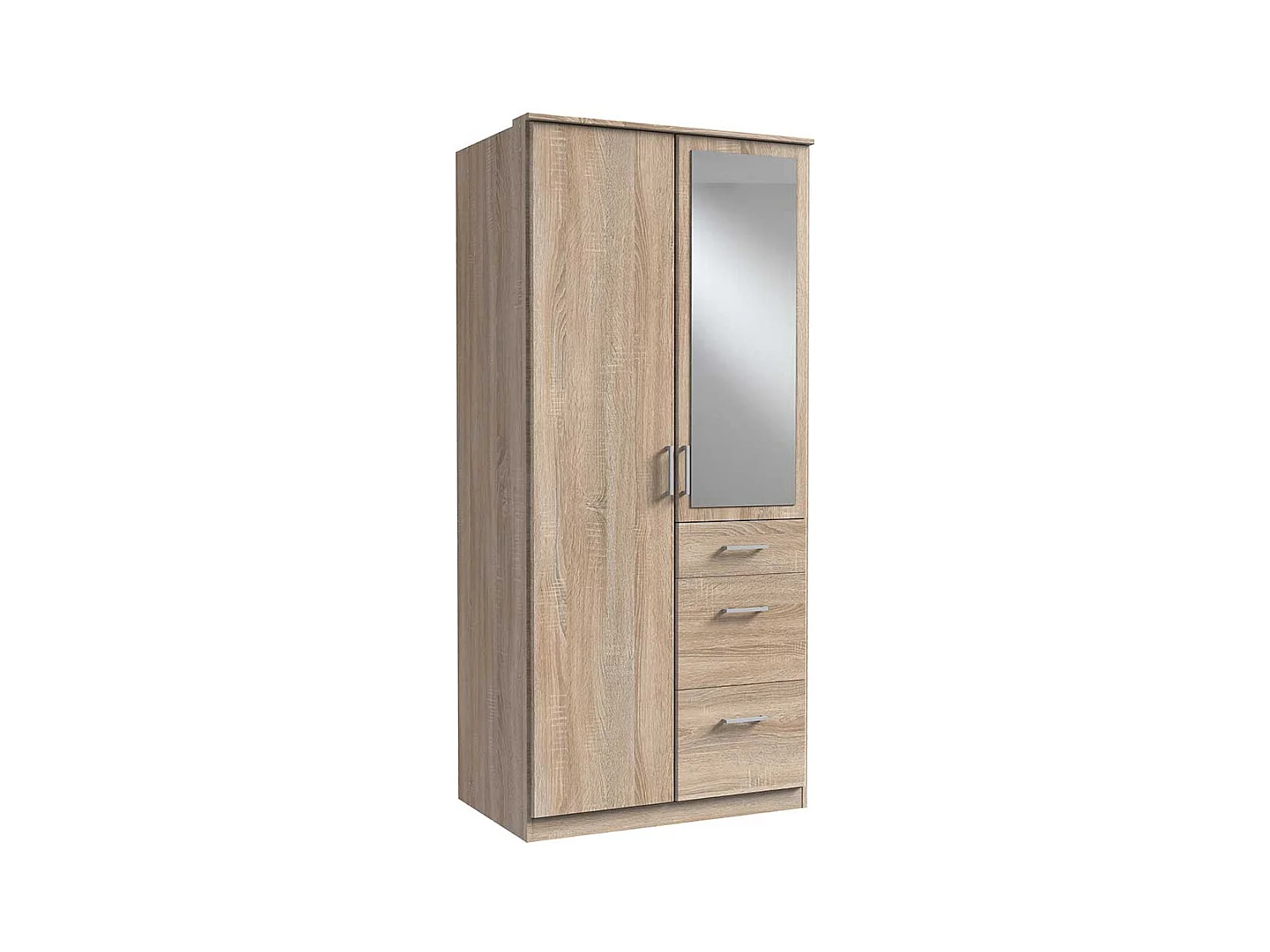 Kleiderschrank Eiche Sägerau NB mit Spiegel drei Schubladen