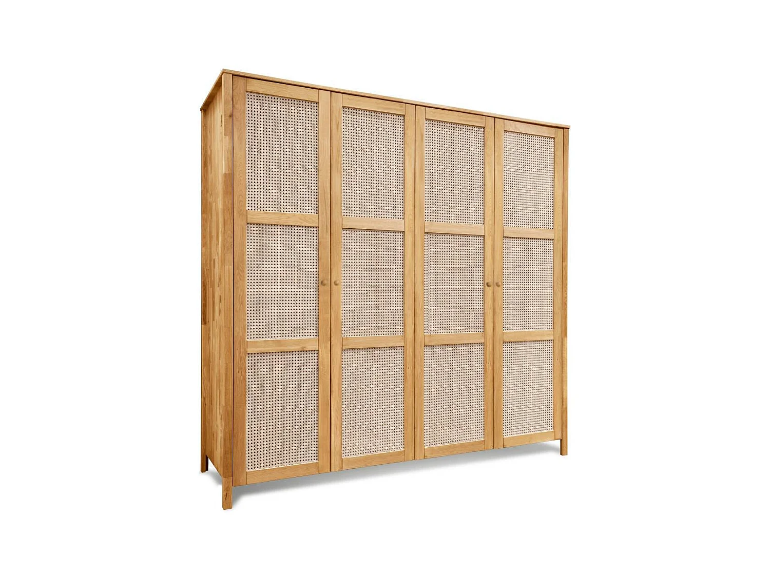 Schlafzimmerschrank Holzkleiderschrank mit Drehtüren und Geflecht Türen