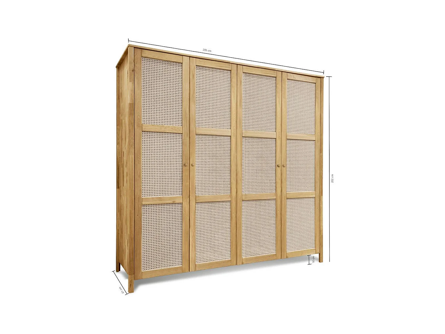 Schlafzimmerschrank Holzkleiderschrank mit Drehtüren und Geflecht Türen