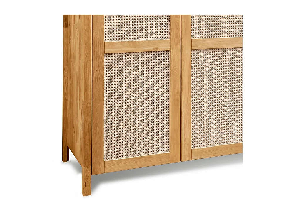 Schlafzimmerschrank Holzkleiderschrank mit Drehtüren und Geflecht Türen