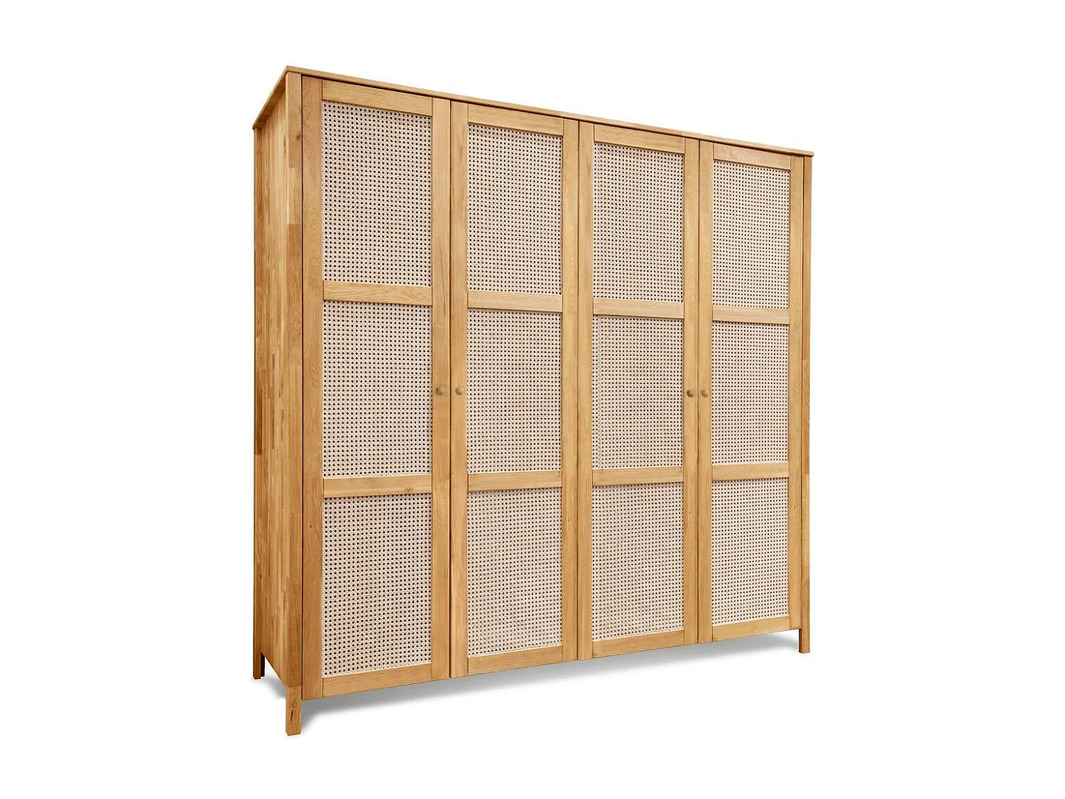 Schlafzimmerschrank Holzkleiderschrank mit Drehtüren und Geflecht Türen