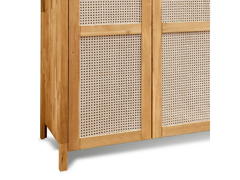 Schlafzimmerschrank Holzkleiderschrank mit Drehtüren und Geflecht Türen