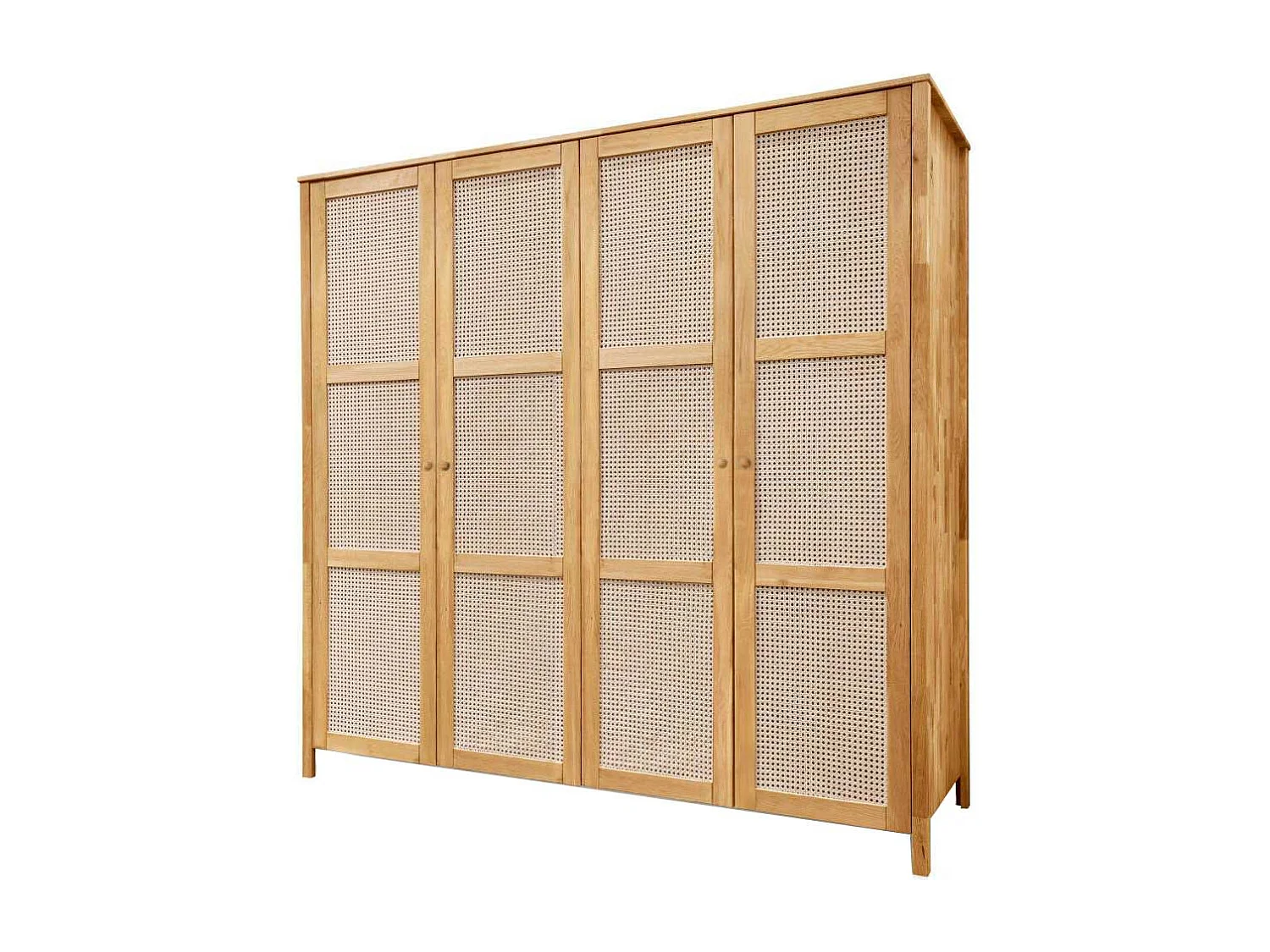 Schlafzimmerschrank Holzkleiderschrank mit Drehtüren und Geflecht Türen