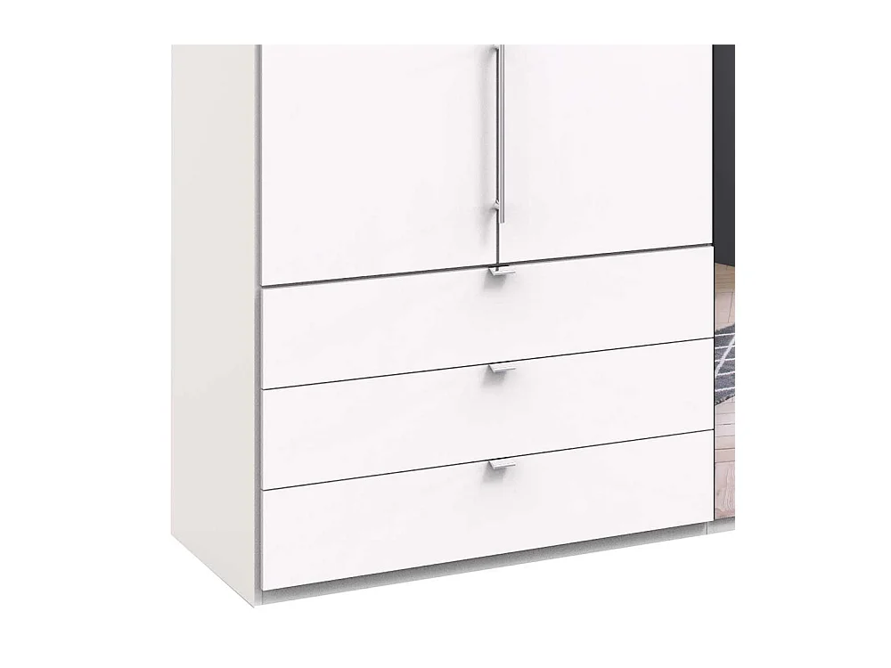 Weißer Schlafzimmerschrank mit Spiegel 3 Falttüren