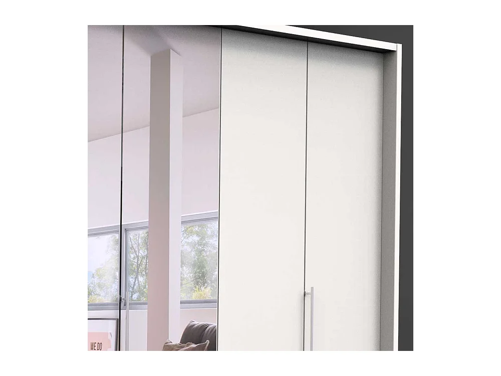 Weißer Schlafzimmerschrank mit Spiegel 3 Falttüren