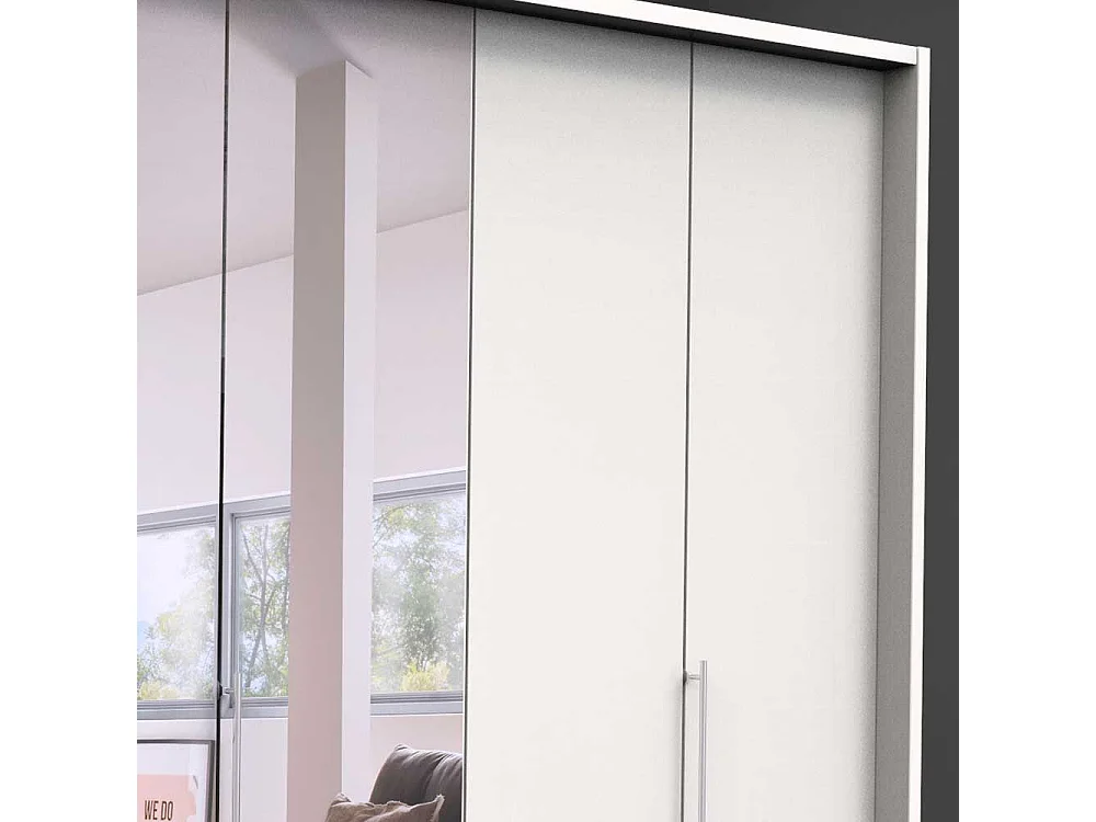Weißer Schlafzimmerschrank mit Spiegel 3 Falttüren