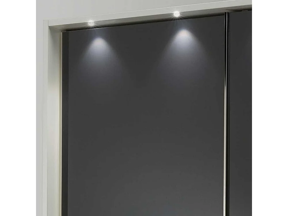 Schwebetürenkleiderschrank in Anthrazit und Weiß Glas beschichtet