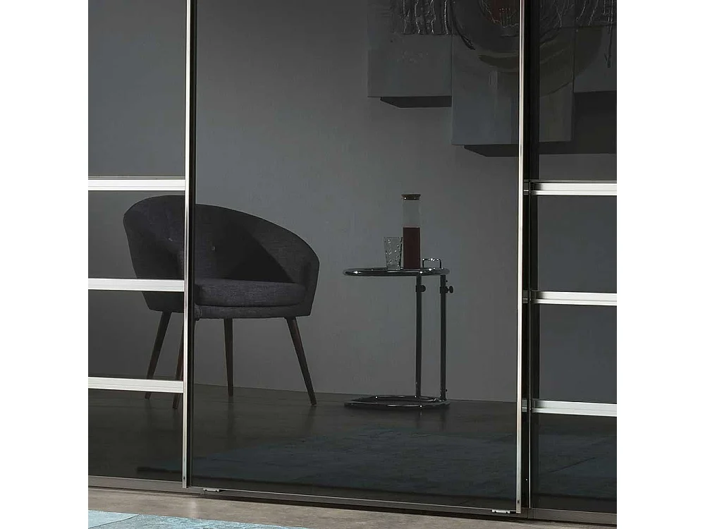 Schwebetürenkleiderschrank in Anthrazit und Weiß Glas beschichtet