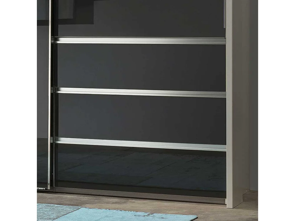 Schwebetürenkleiderschrank in Anthrazit und Weiß Glas beschichtet